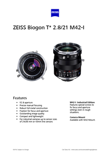 Anteprima immagine di ZEISS Biogon T* 2.8/21 M42-I