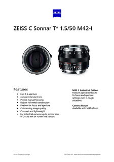 Anteprima immagine di ZEISS C Sonnar T* 1.5/50 M42-I