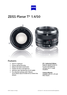 Anteprima immagine di ZEISS Planar T* 1.4/50