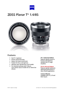 Anteprima immagine di ZEISS Planar T* 1.4/85