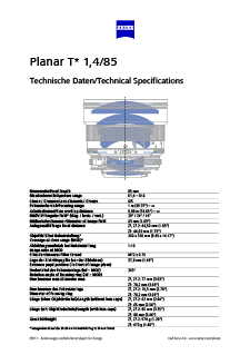 Anteprima immagine di ZEISS Planar T* 1.4/85