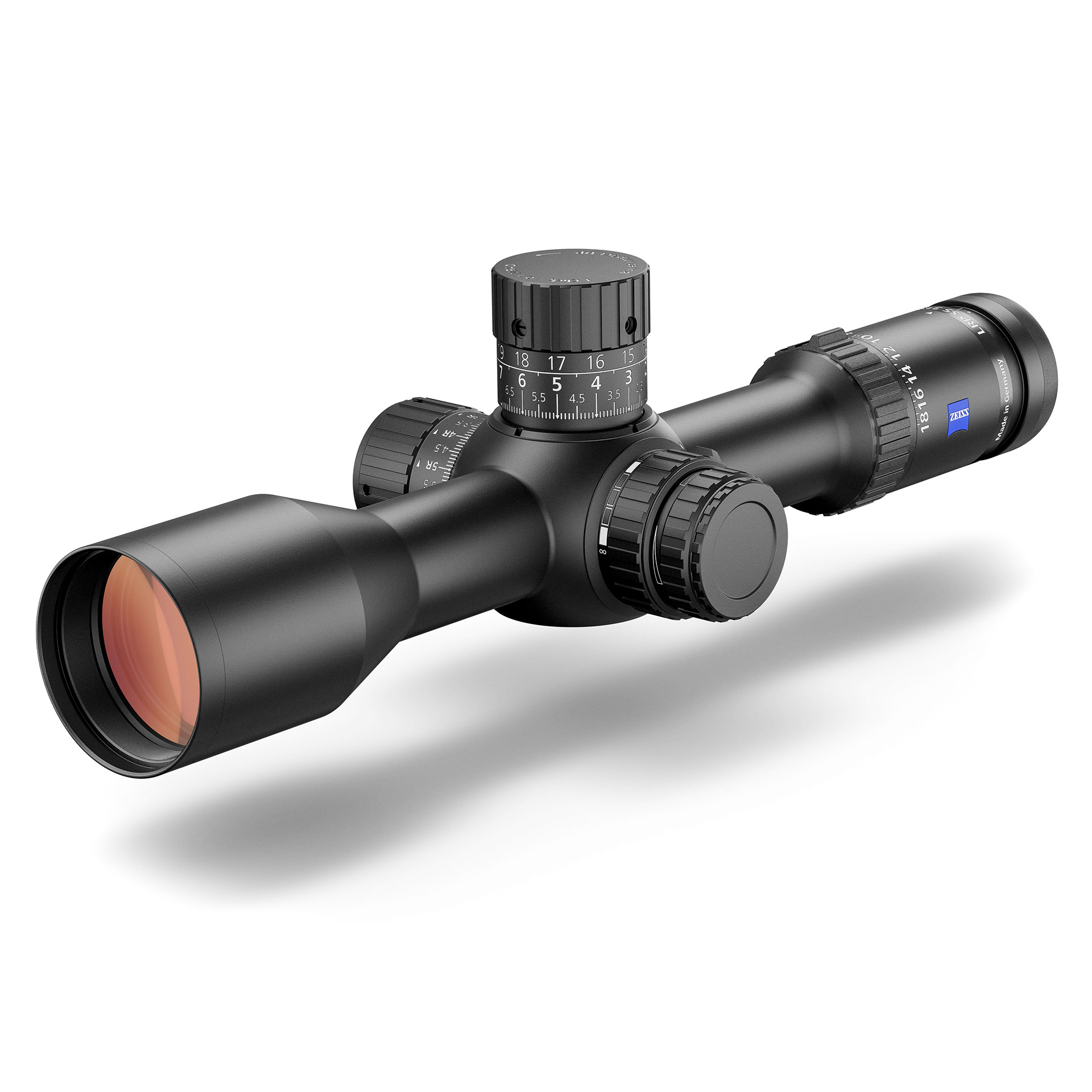 ZEISS LRP S5 318-50 riflescope with compact design, precision optics, and large adjustment turrets for long-range accuracy