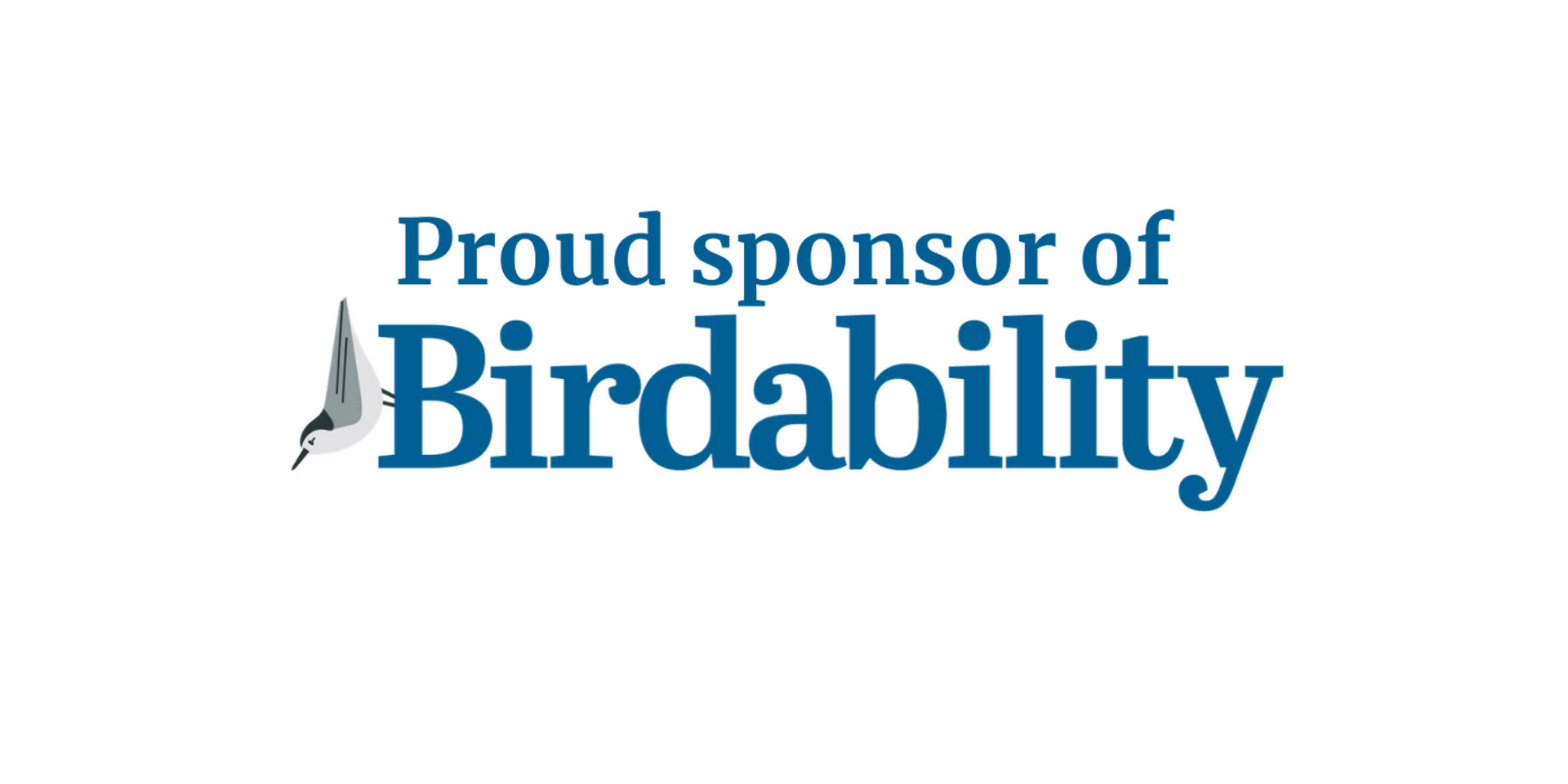 Text reading "Proud sponsor of Birdability" with a small bird silhouette next to the word "Birdability".