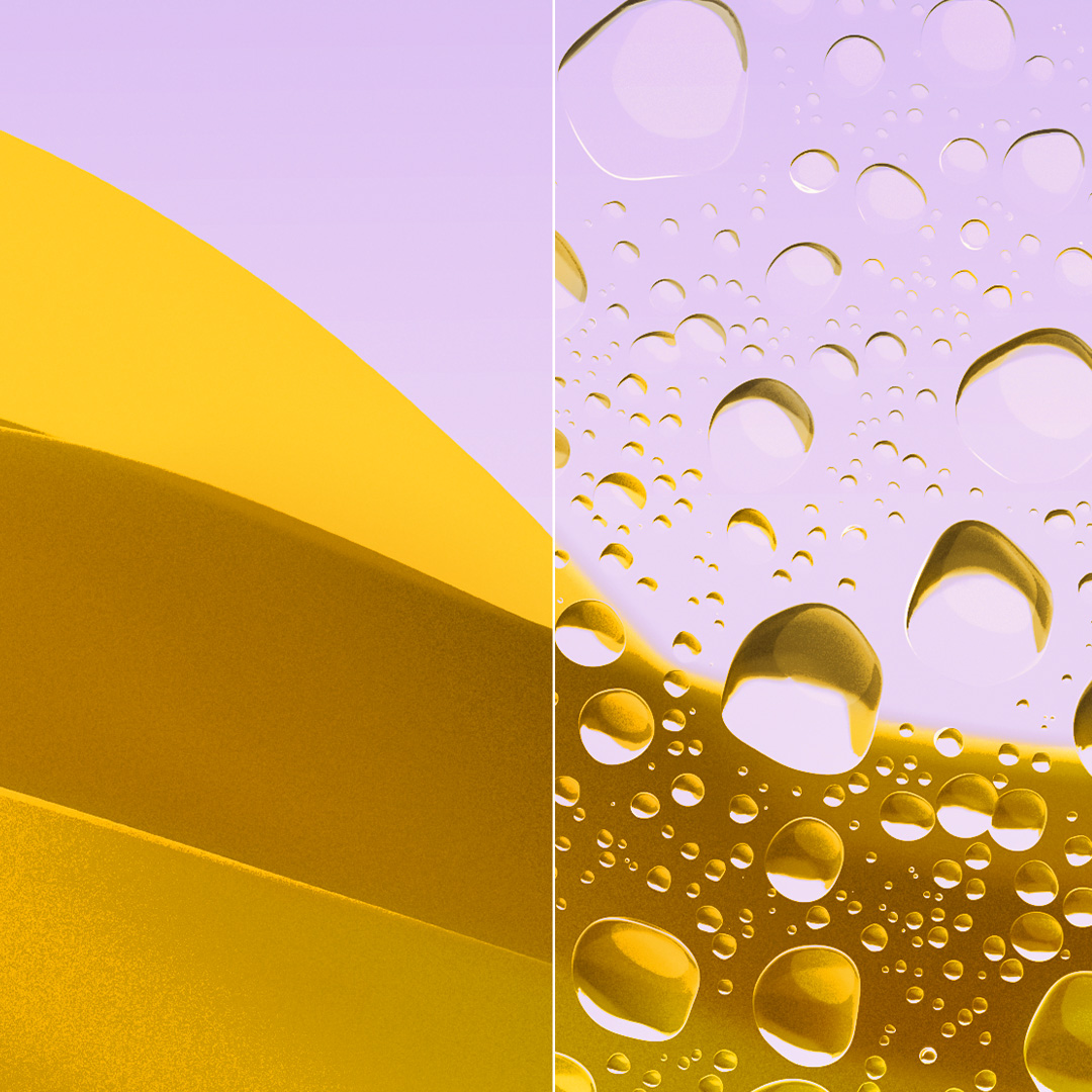Immagini divise di una lente chiara e pulita con ZEISS DuraVision Gold UV e di una lente con gocce d&apos;acqua.