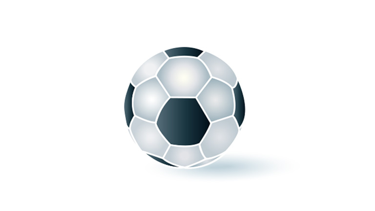 Illustrazione 3D di un pallone bianco e nero.