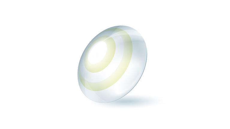 Illustrazione 3D di lenti a contatto morbide.
