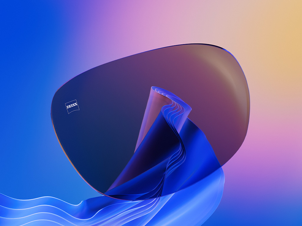 Illustrazione 3D CGI di una lente da sole colorata.