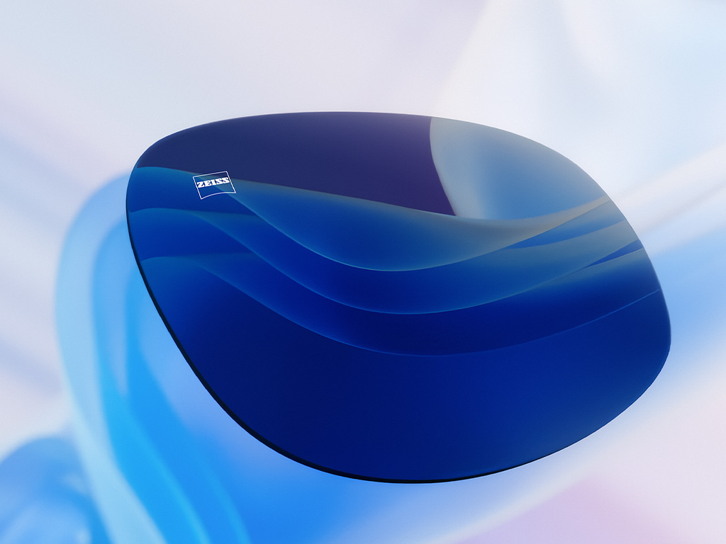 Illustrazione 3D CGI di una lente colorata che mostra una visione nitida ad alto contrasto.