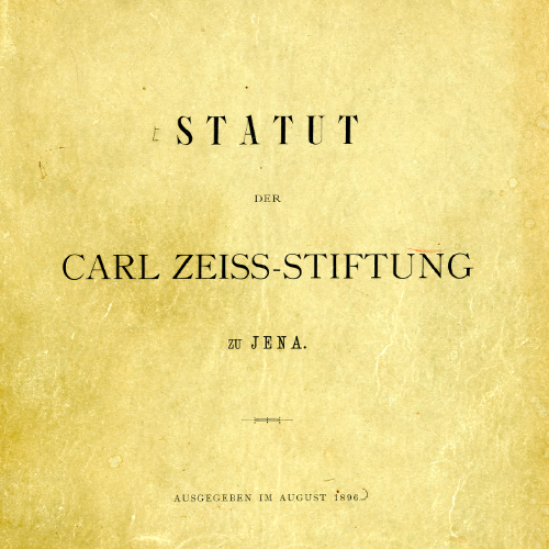 Un&apos;immagine dello statuto fondativo di Carl Zeiss. 