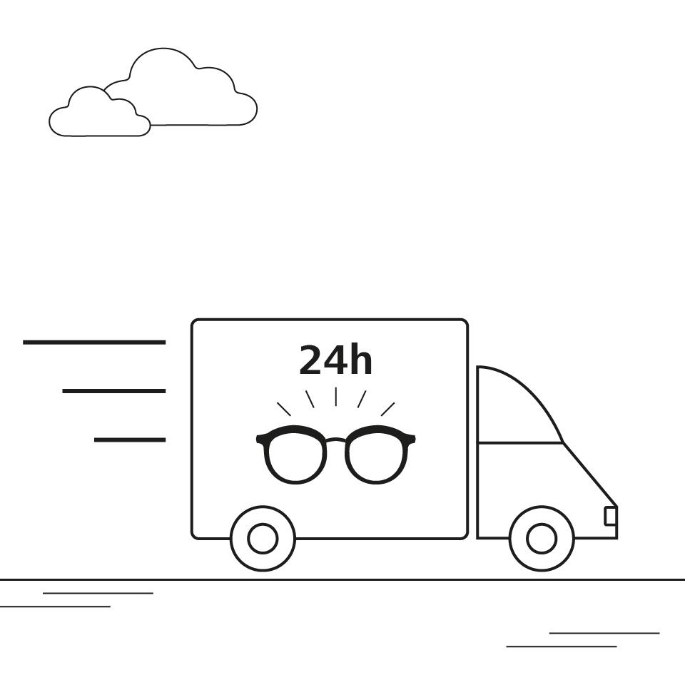 Illustrazione di un furgoncino per lenti.
